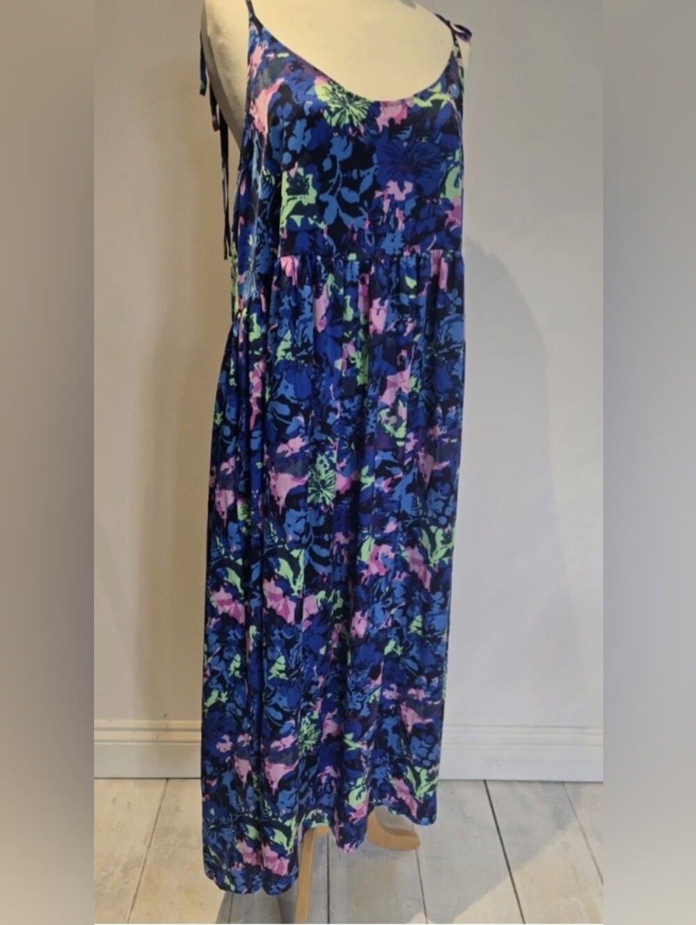 Bright Blue Collusion Long Summer Dress 
